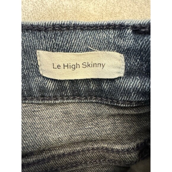 Frame Le High Skinny Jean Medium Wash Raw Hem Size 24 - Picture 5 of 14